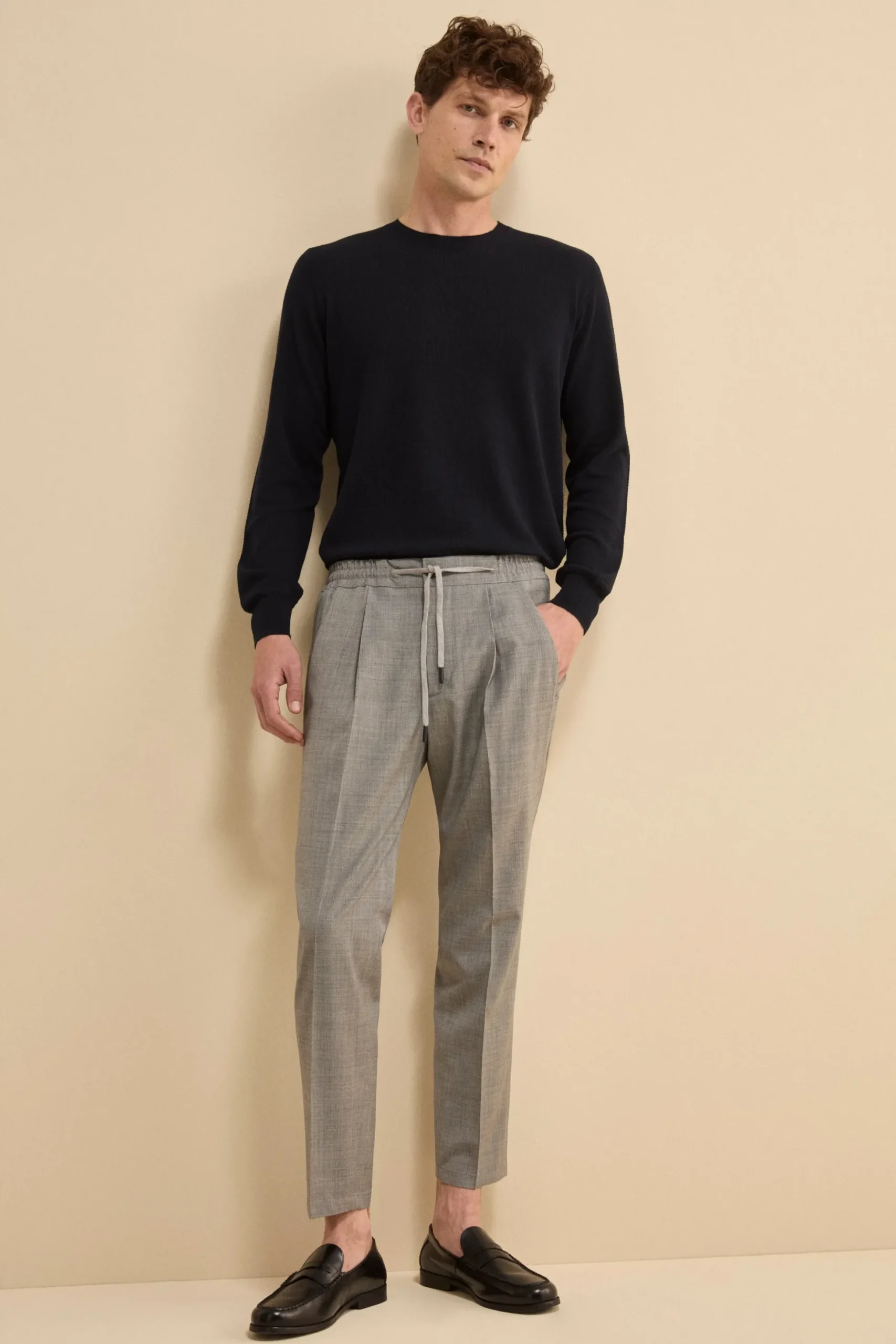 Pullover Girocollo Lavorato in Cotone - BLU