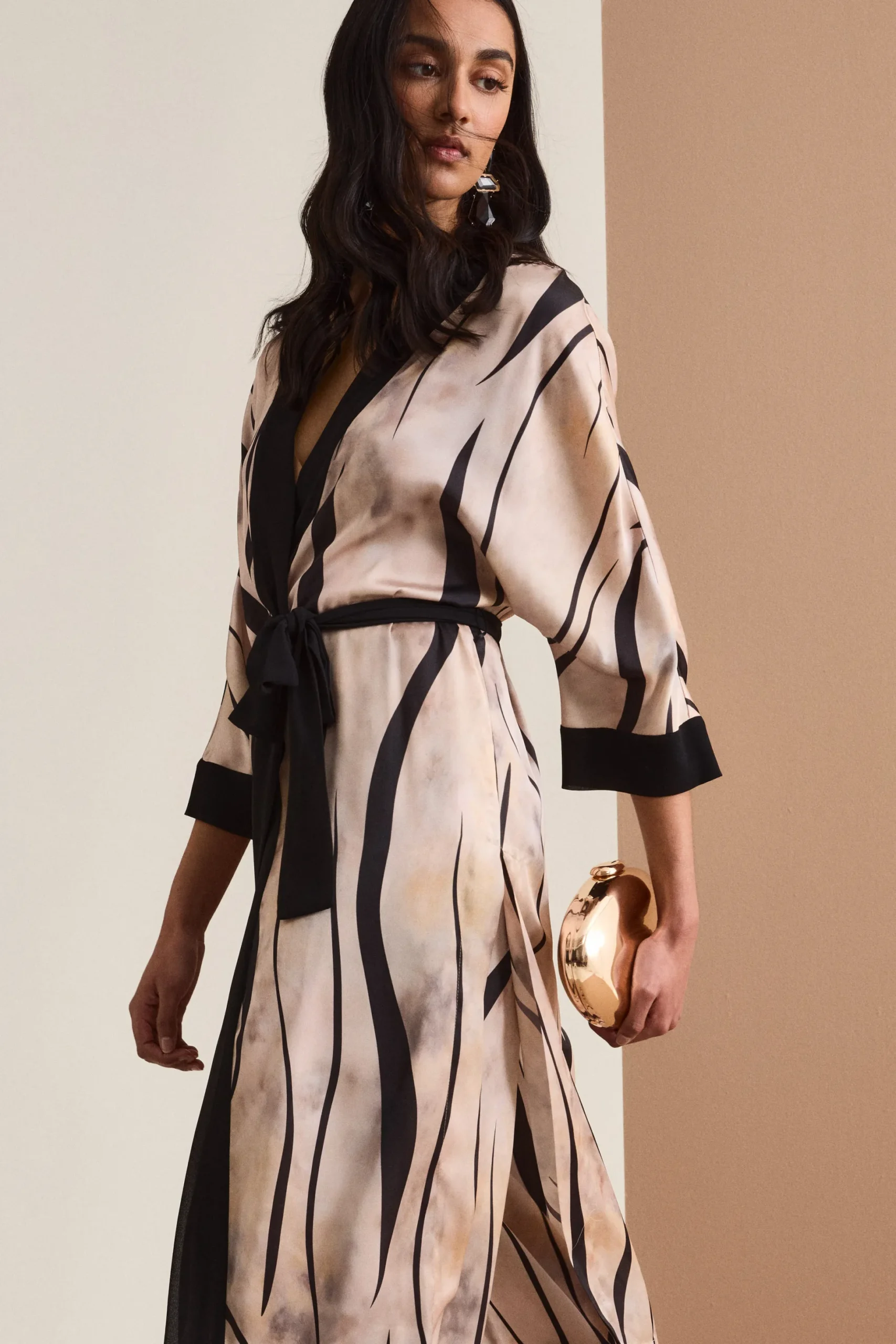 Spolverino Kimono Lungo con Cintura - FANT. ORO