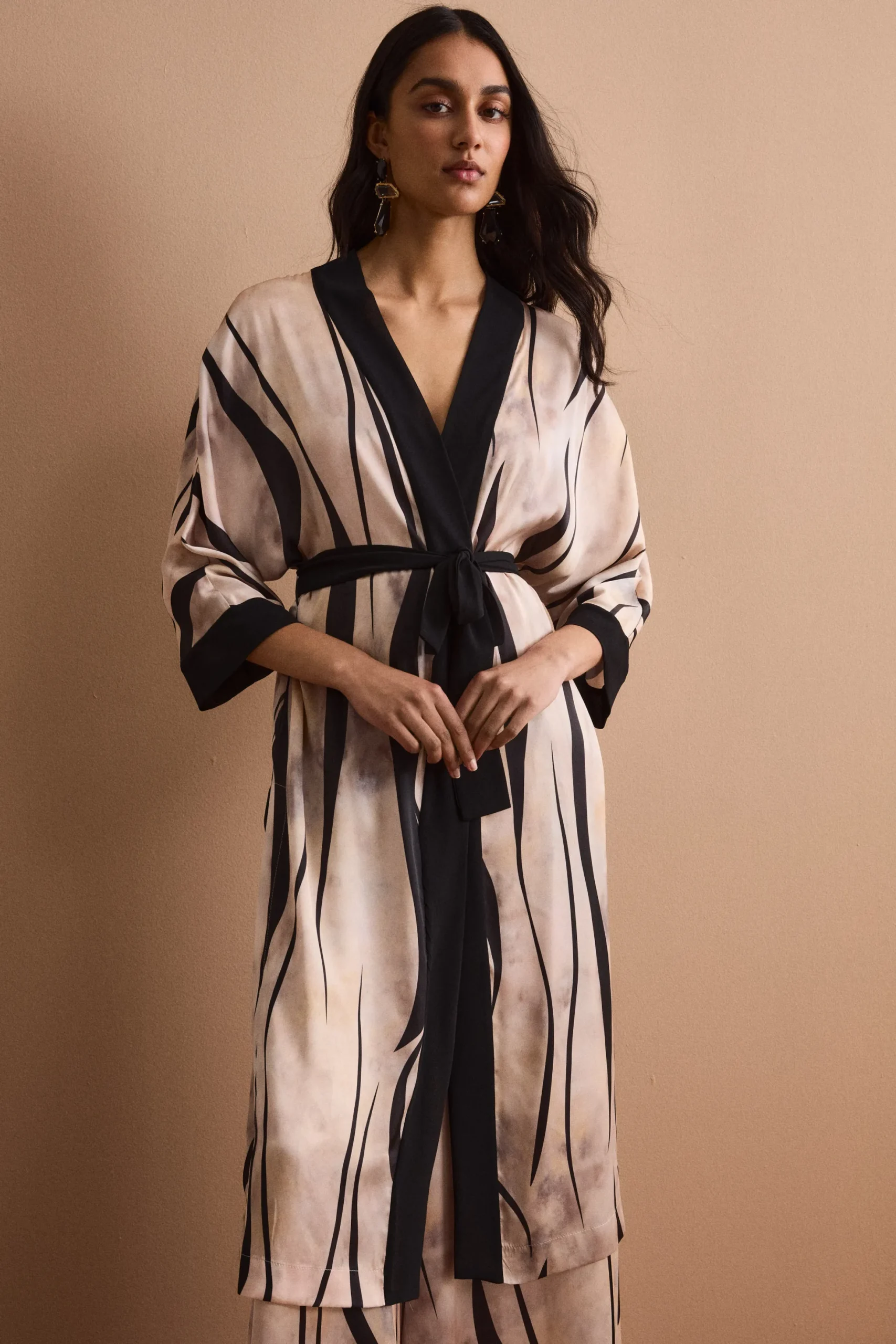 Spolverino Kimono Lungo con Cintura - FANT. ORO