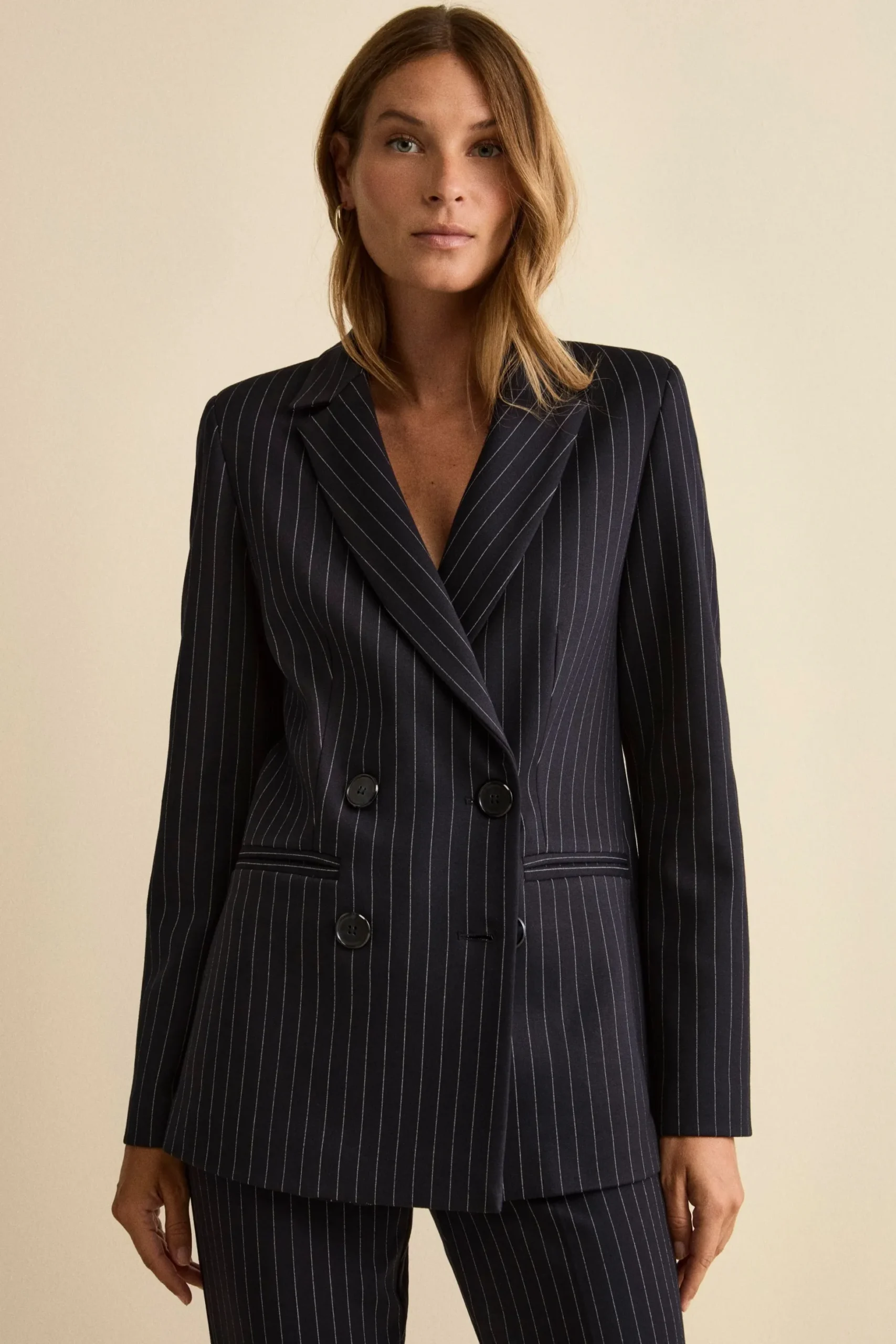 Tailleur Doppiopetto a Righe - BLU GESSATO