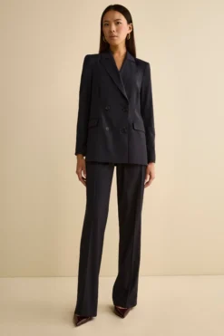 Tailleur Doppiopetto con Revers a Lancia in Lana Vergine - BLU