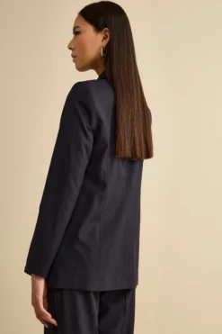 Tailleur Doppiopetto con Revers a Lancia in Lana Vergine - BLU