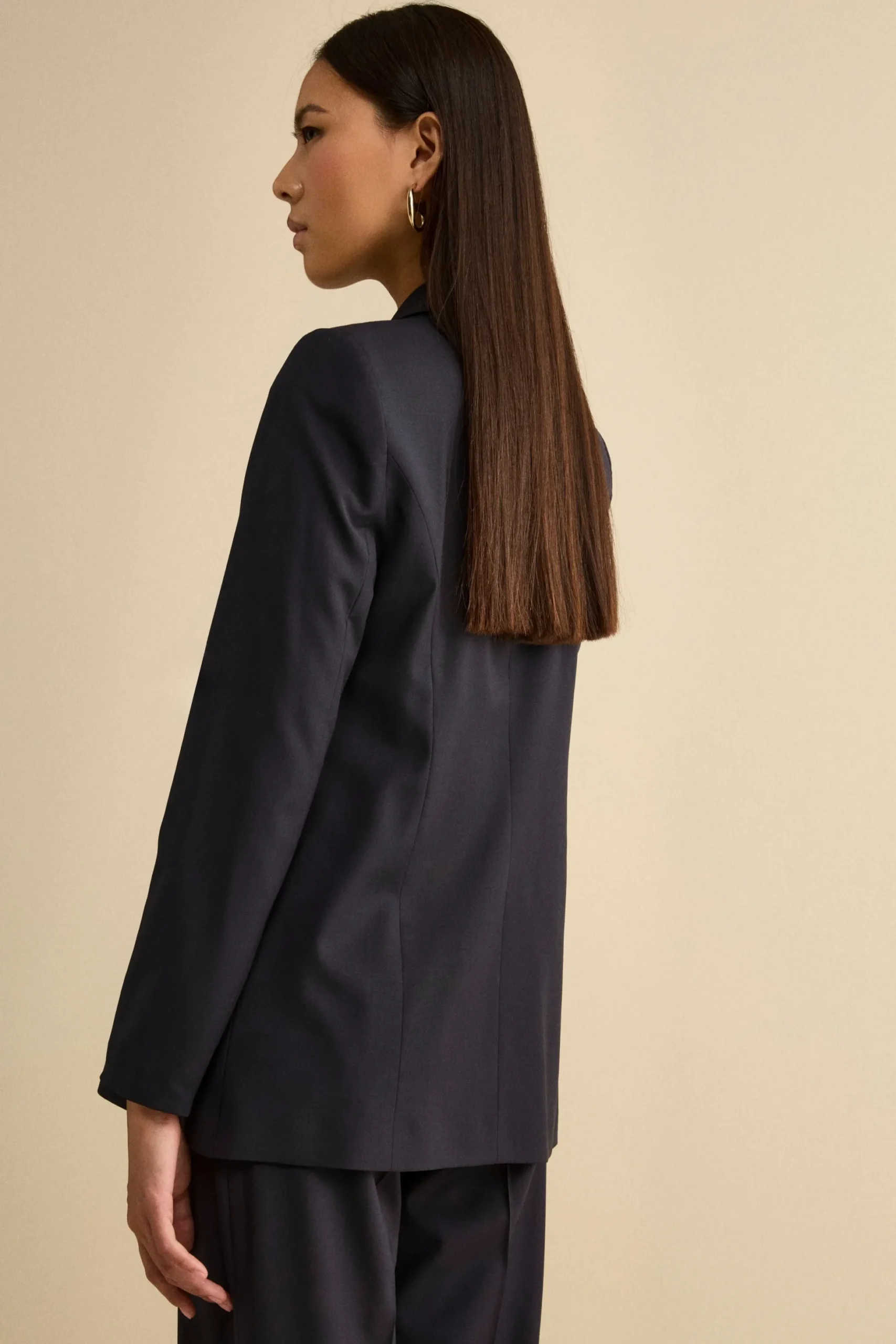 Tailleur Doppiopetto con Revers a Lancia in Lana Vergine - BLU