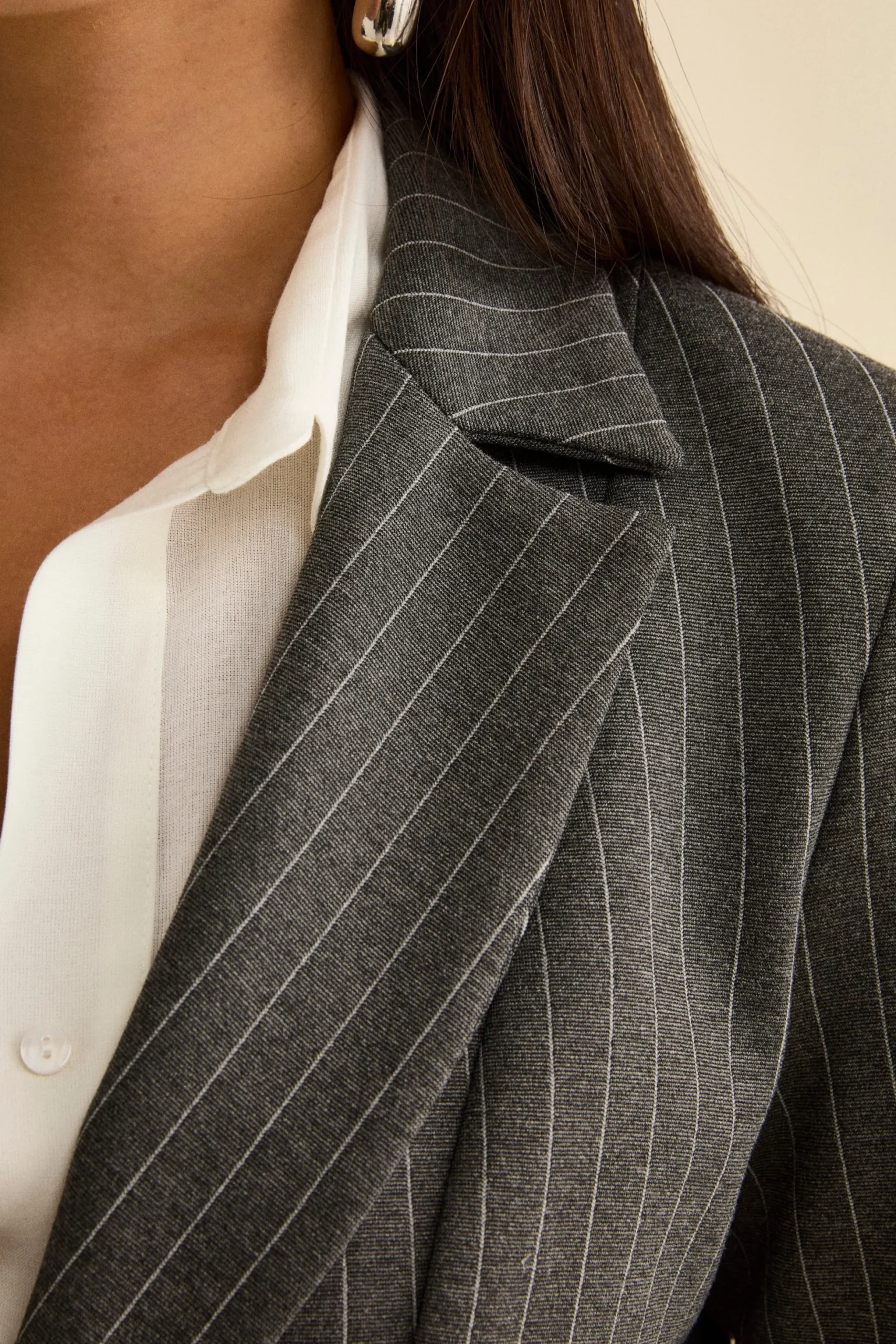 Tailleur Gessato Monopetto con Revers Classico - GRIGIO GESSATO