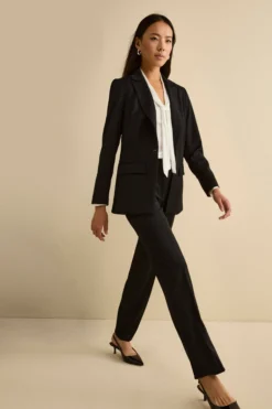 Tailleur Monopetto con Revers Classico in Lana Vergine - NERO