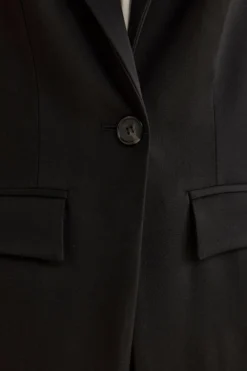 Tailleur Monopetto con Revers Classico in Lana Vergine - NERO