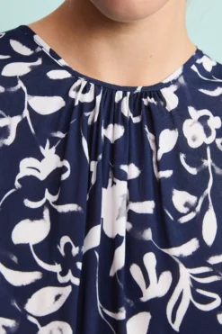 Top da Cerimonia a Fiori Girocollo - FANT. BLU