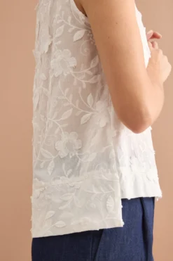 Top da Cerimonia con Ricamo Floreale - BIANCO