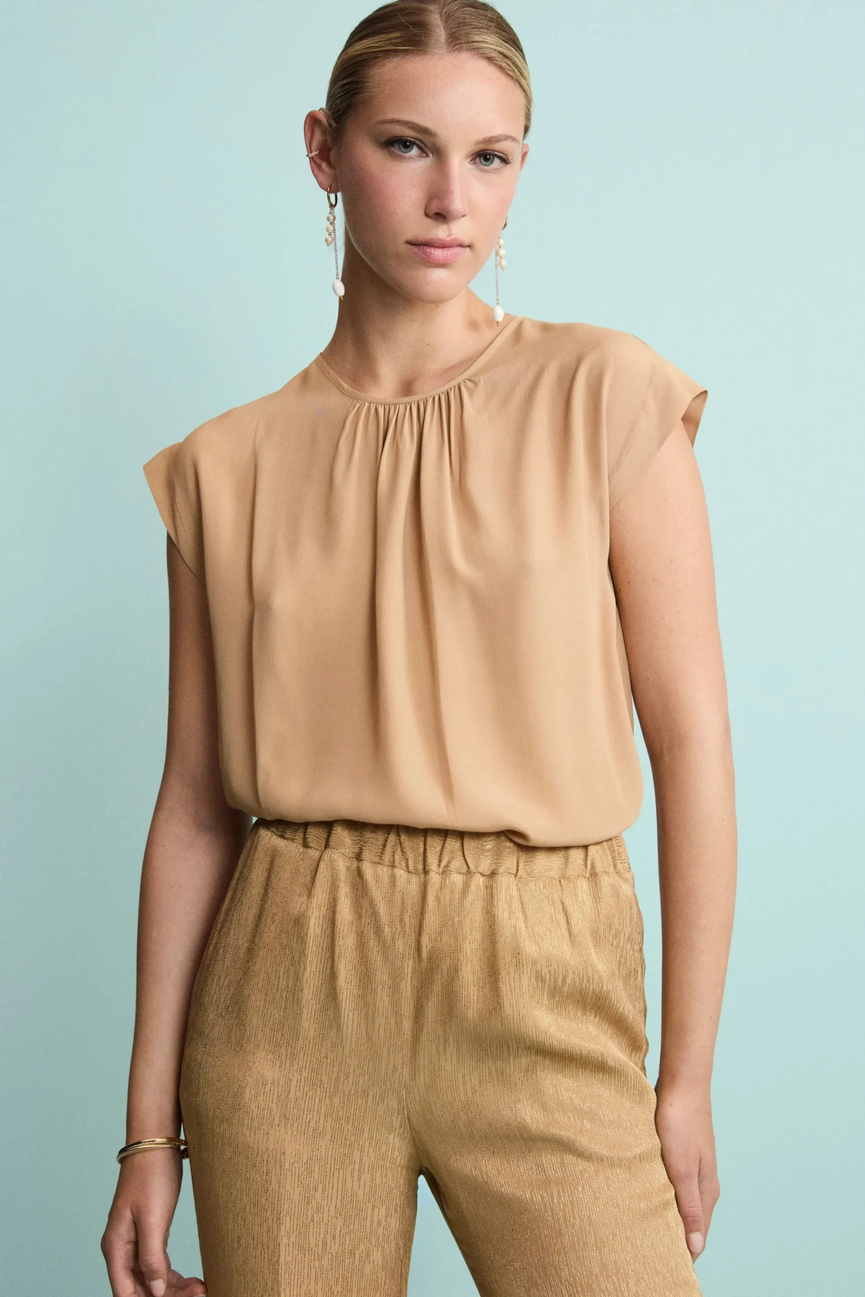 Top da Cerimonia Elegante in Misto Seta - ORO