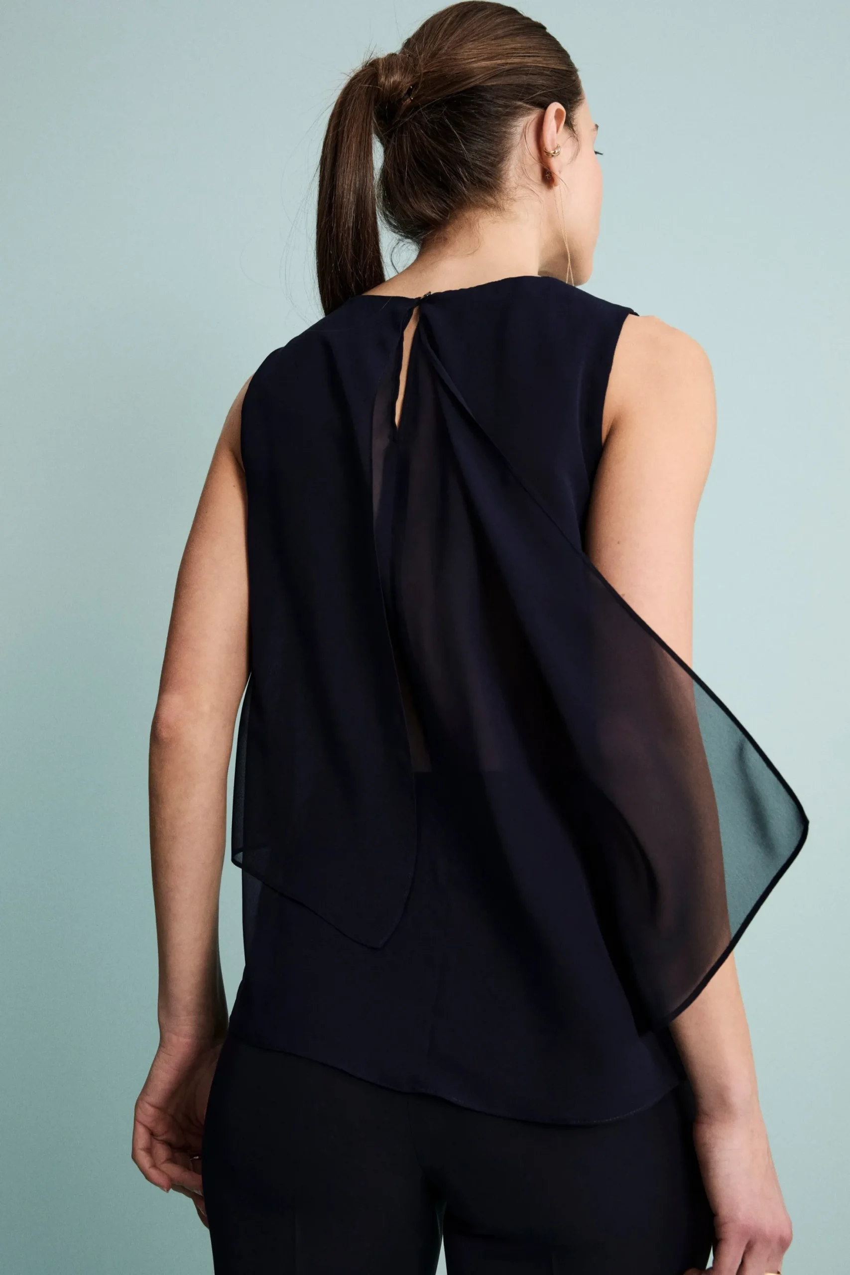Top Elegante in Georgette con Pannelli - BLU