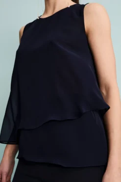 Top Elegante in Georgette con Pannelli - BLU