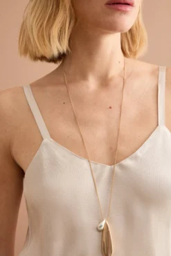 Top Elegante in Raso con Fondo in Pizzo - GESSO