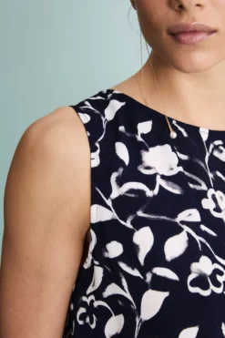 Top Floreale Elegante - FANT. BLU