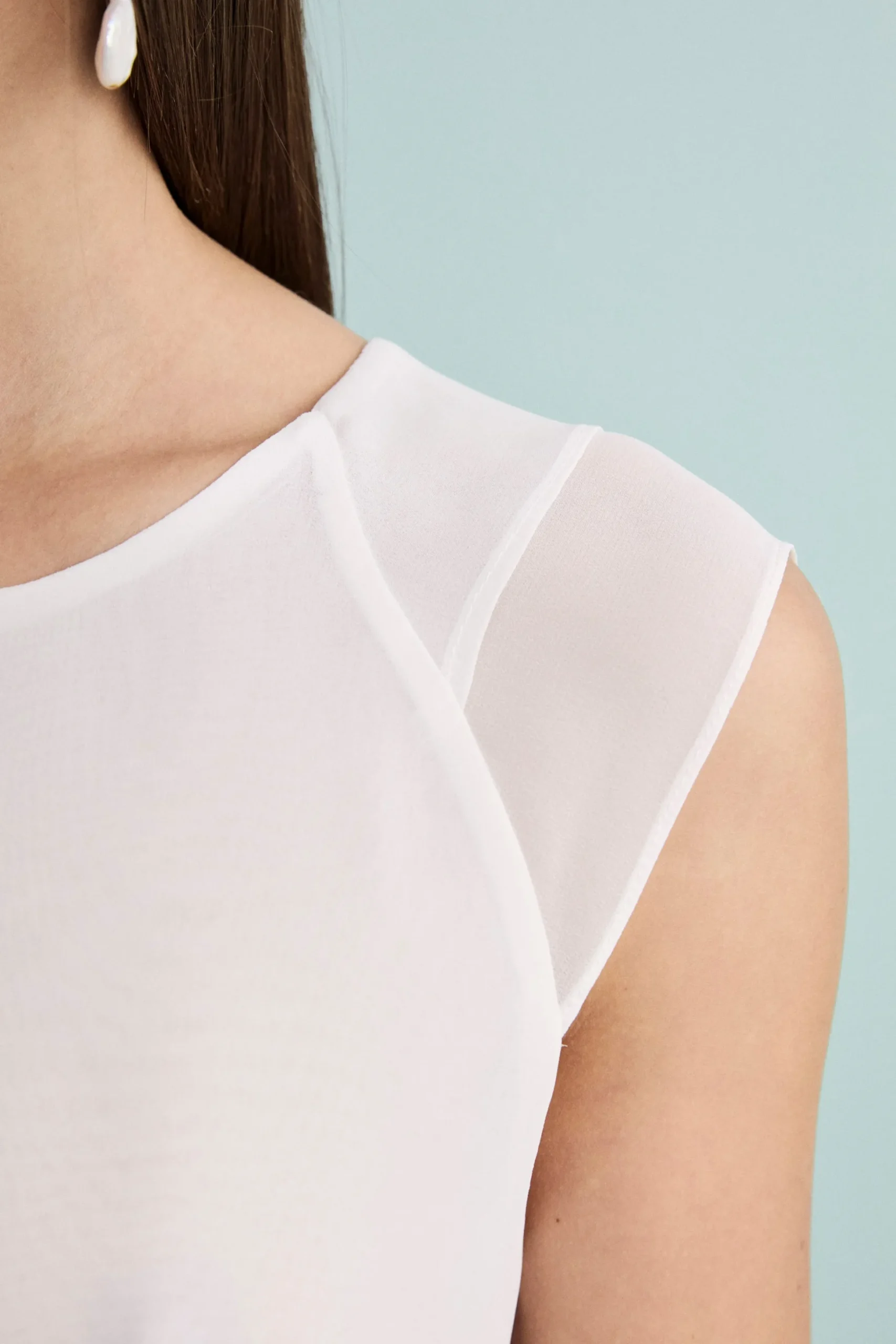 Top Georgette Girocollo da Cerimonia - PANNA