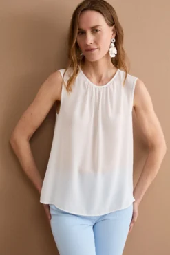 Top Smanicato da Cerimonia in Doppia Georgette - PANNA
