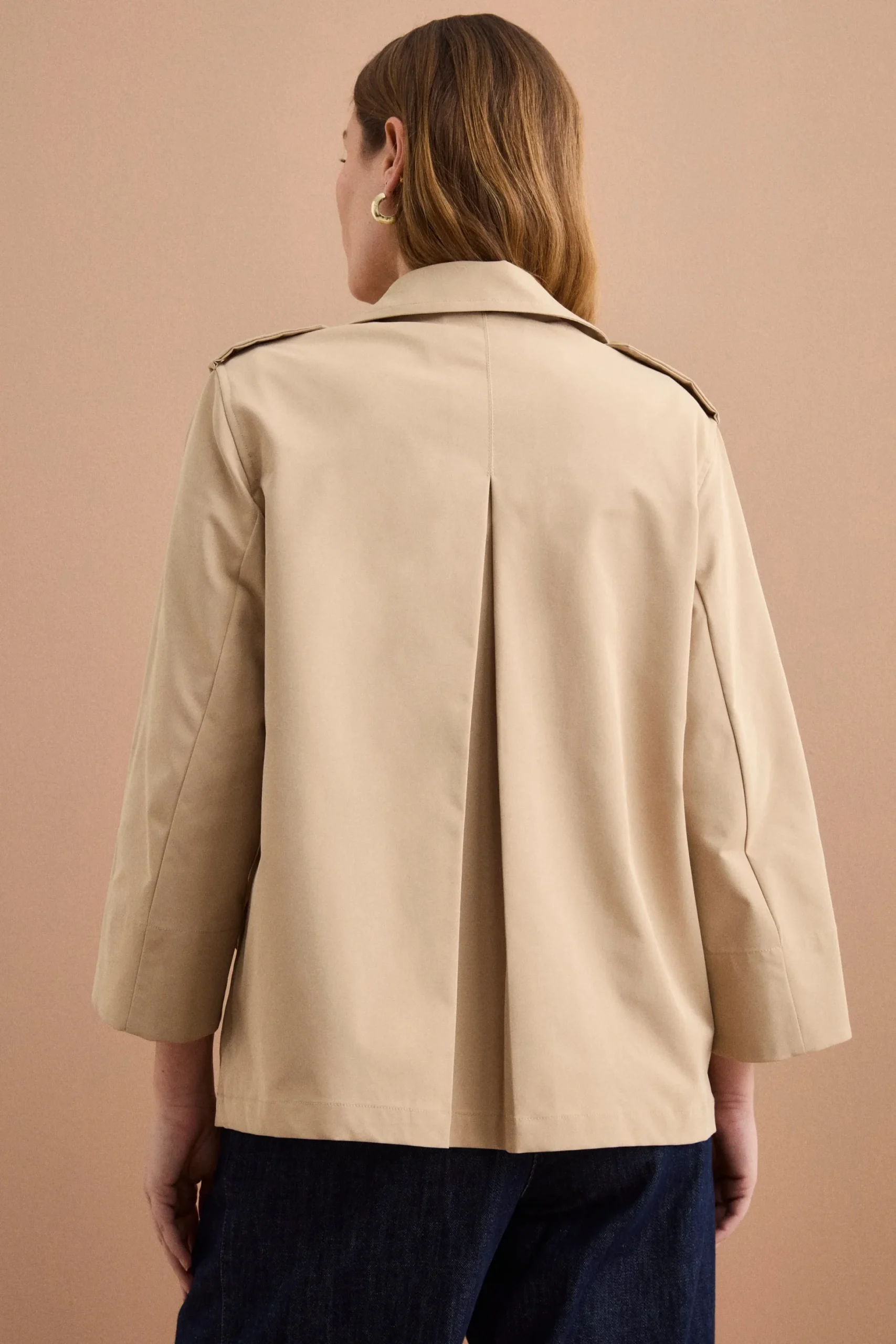 Trench Corto Doppiopetto Oversize - BEIGE