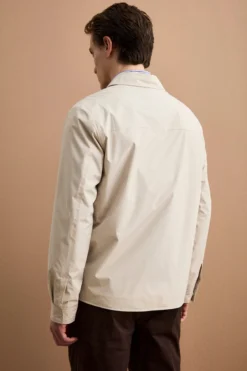 Trench Corto Foderato con Collo a Camicia - LATTE
