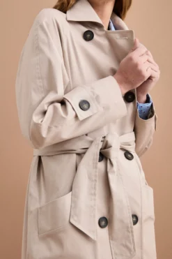 Trench Doppiopetto in Cotone con Cintura - SABBIA