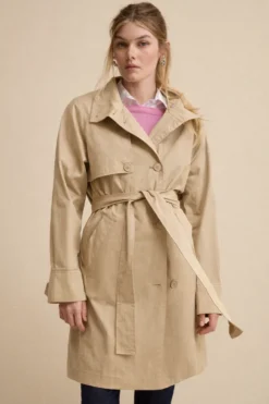 Trench Doppiopetto Midi con Cintura - SABBIA