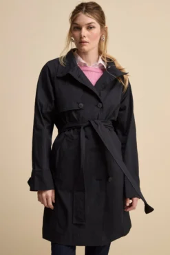 Trench Doppiopetto Midi con Cintura - NAVY