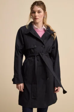 Trench Doppiopetto Midi con Cintura - NAVY