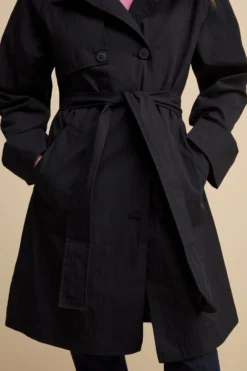 Trench Doppiopetto Midi con Cintura - NAVY