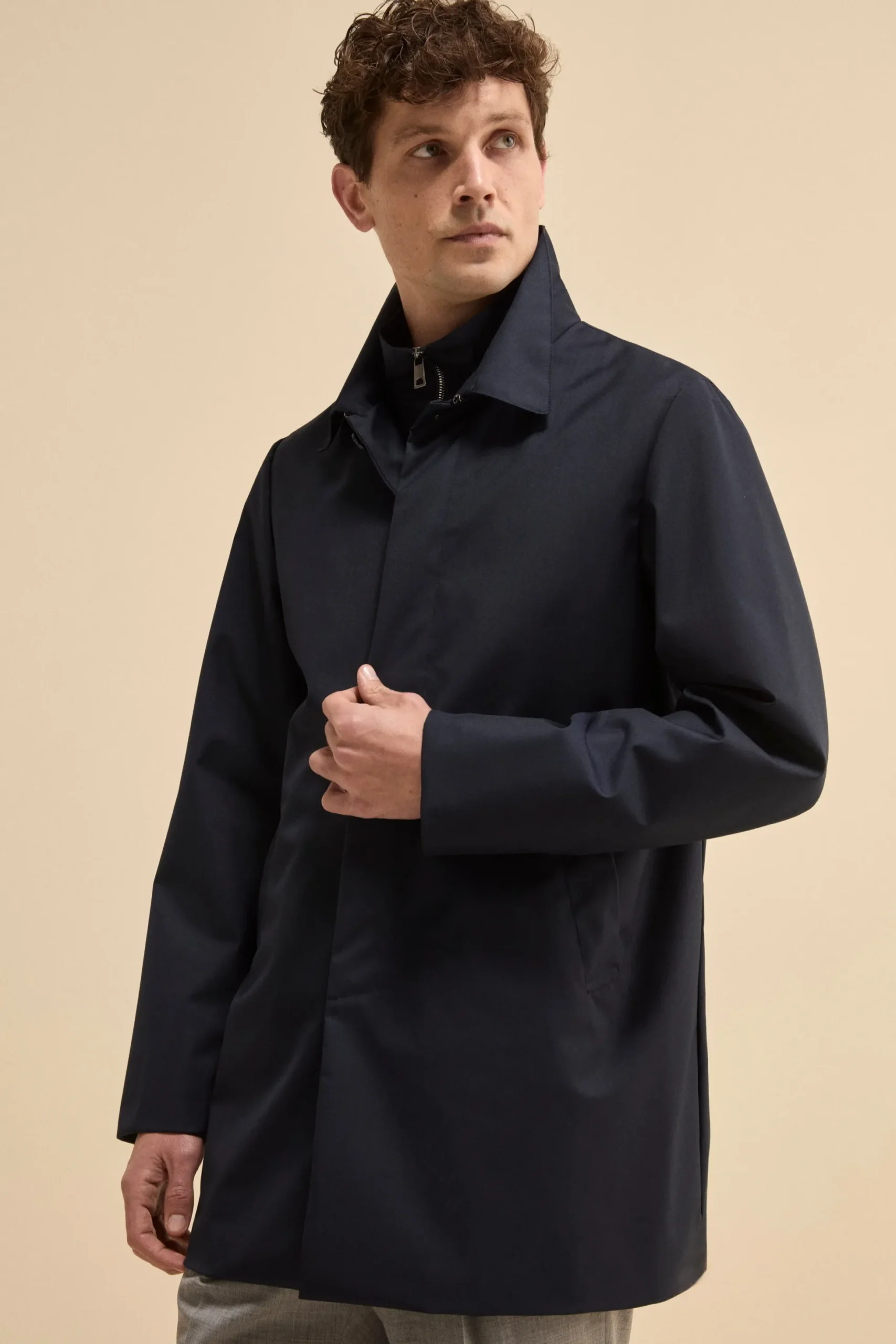 Trench Impermeabile con Pettorina - BLU