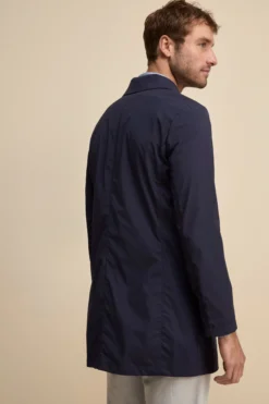 Trench Impermeabile con Zip e Bottoni - BLU