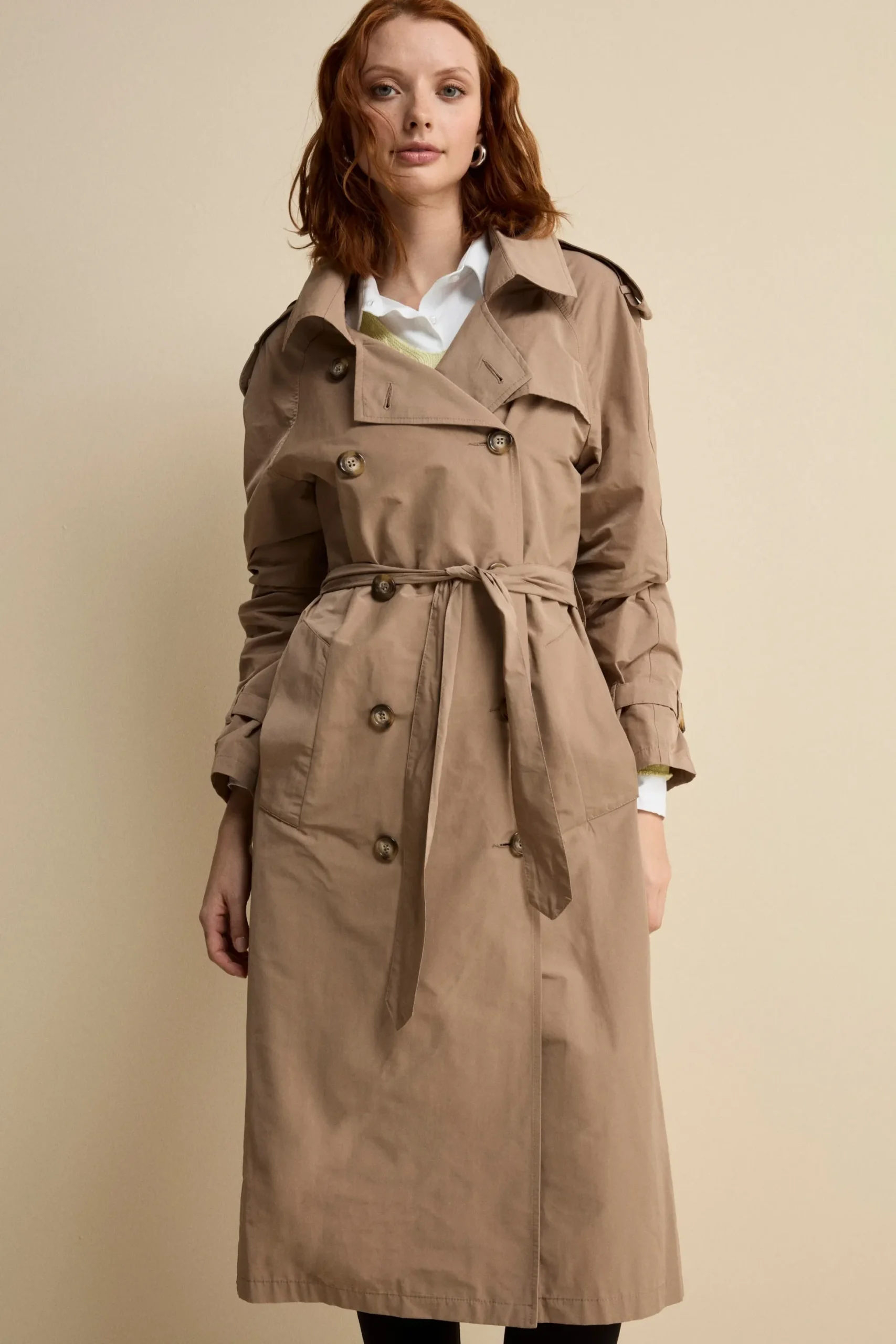 Trench Lungo Doppiopetto con Cintura - CAMMELLO