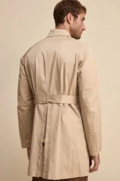 Trench midi doppiopetto con cintura - BEIGE