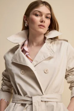 Trench Midi Doppiopetto con Cintura - AVORIO