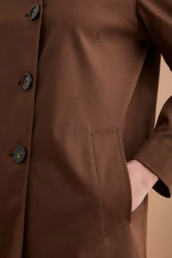 Trench Monopetto Foderato con Collo a Camicia - BRUCIATO