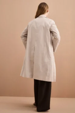Trench Monopetto Foderato con Collo a Camicia - BEIGE