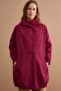 Trench Over con Cappuccio in Misto Cotone - BORDEAUX