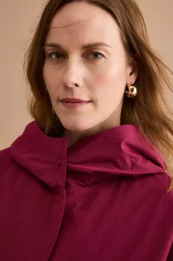 Trench Over con Cappuccio in Misto Cotone - BORDEAUX