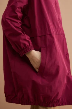 Trench Over con Cappuccio in Misto Cotone - BORDEAUX