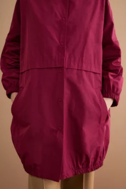 Trench Over con Cappuccio in Misto Cotone - BORDEAUX
