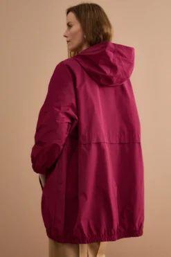 Trench Over con Cappuccio in Misto Cotone - BORDEAUX
