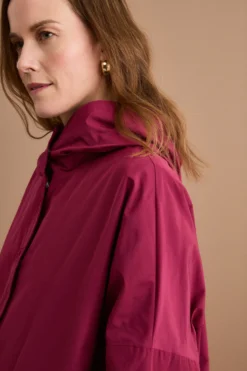 Trench Over con Cappuccio in Misto Cotone - BORDEAUX