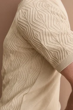 T-Shirt a Rombi in Cotone Crêpe - SABBIA