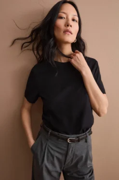 T-Shirt Boxy in Cotone - NERO