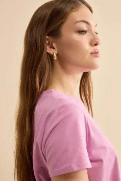 T-Shirt Girocollo in Cotone Elasticizzato - ORCHIDEA