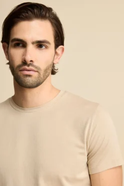 T-Shirt Girocollo in Jersey di Cotone - SABBIA