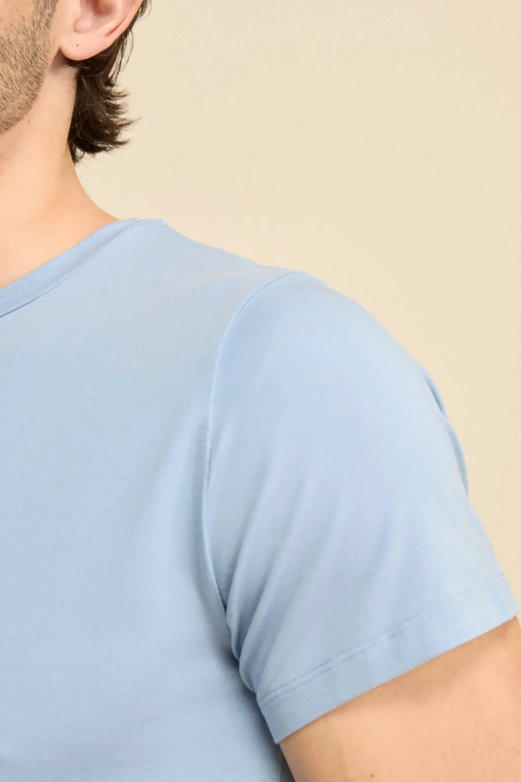T-Shirt Girocollo in Jersey di Cotone - AZZURRO