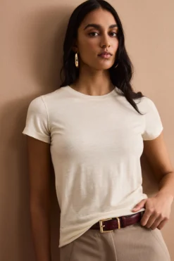 T-Shirt Girocollo in Lana Merino - LATTE