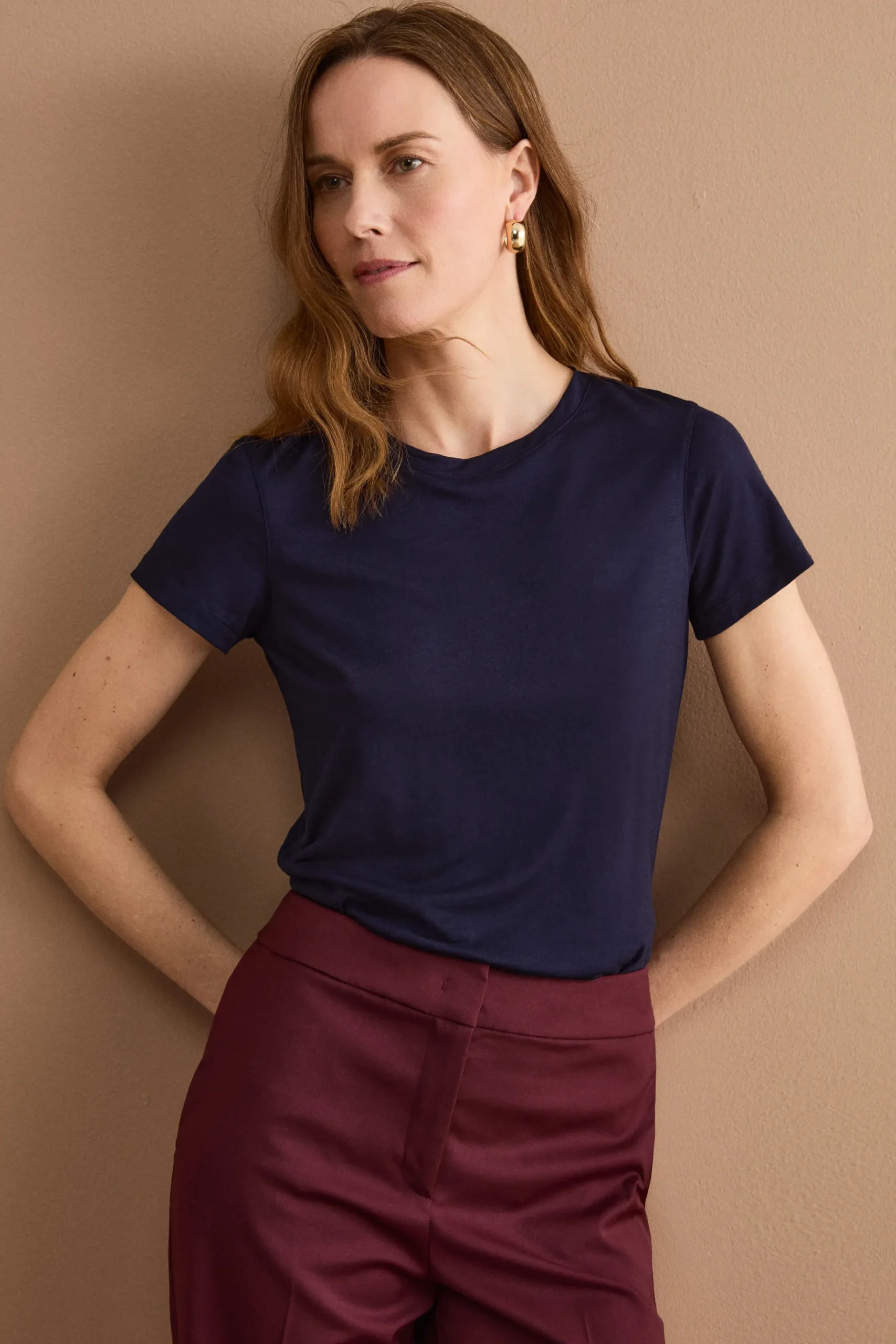 T-Shirt Girocollo in Lana Merino - BLU