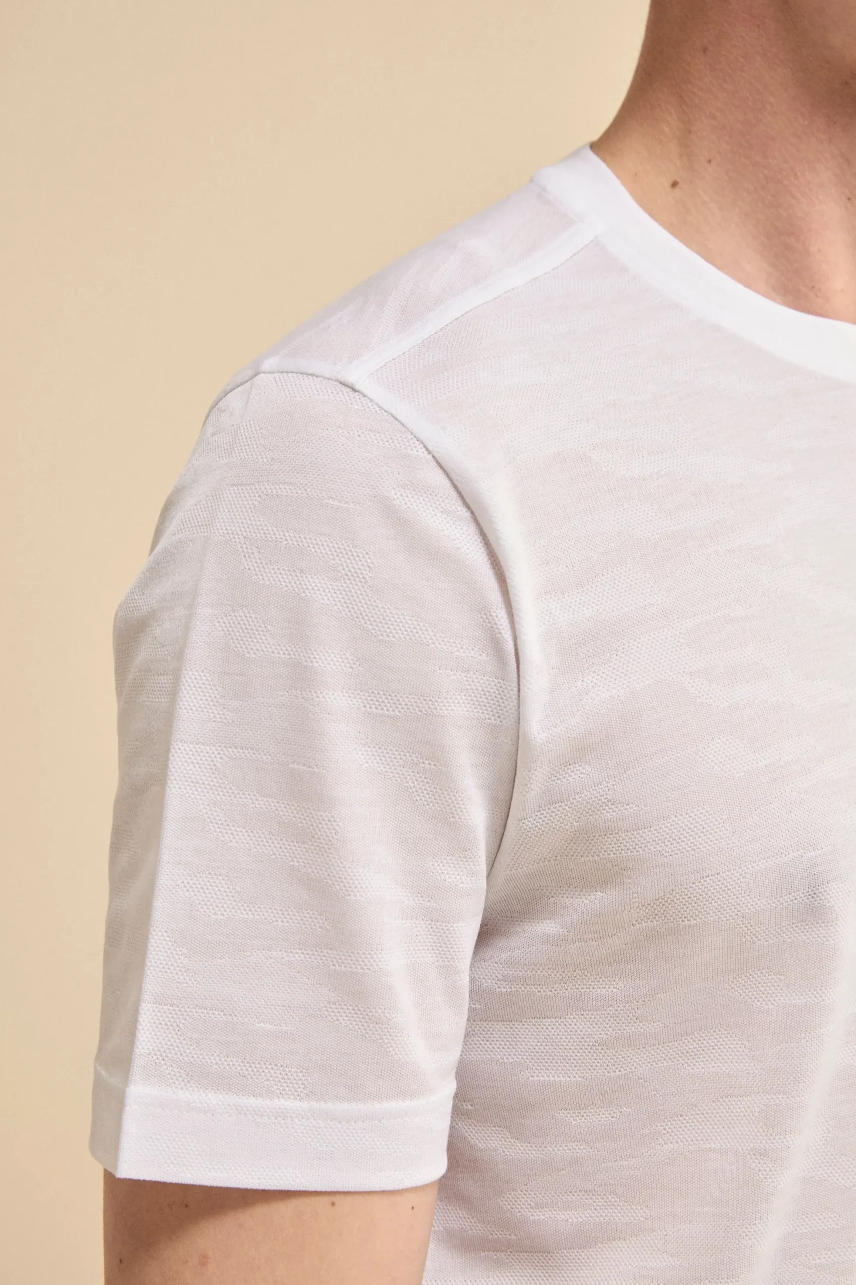 T-shirt in Filo di Scozia Motivo Jacquard - BIANCO