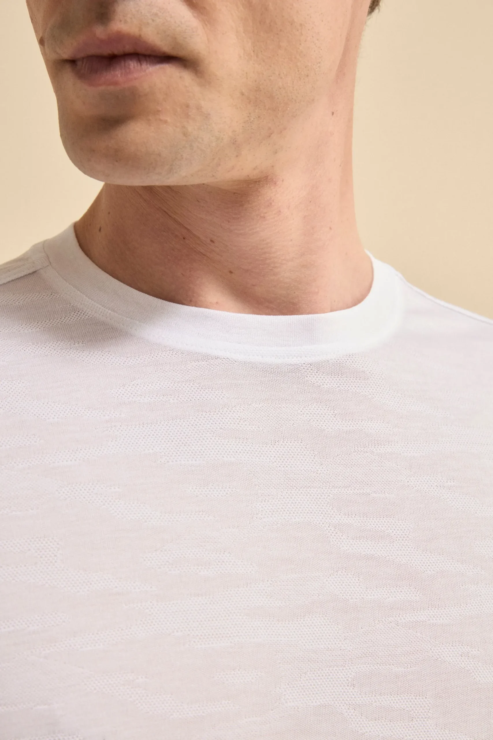 T-shirt in Filo di Scozia Motivo Jacquard - BIANCO