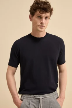 T-shirt in Maglia di Cotone Crêpe - BLU