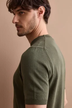 T-shirt in Maglia di Cotone Crêpe - VERDE MILITARE